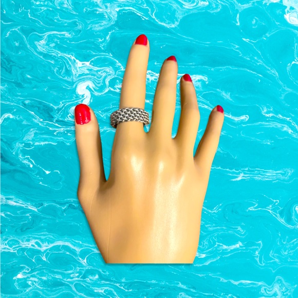 women or men Sterling silver mesh ring - Picture 1 of 4